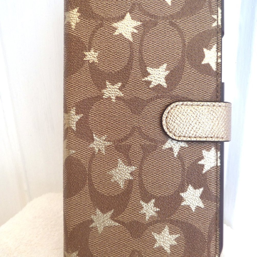 Coach Apple Iphone XR Gold Leather Wallet Case